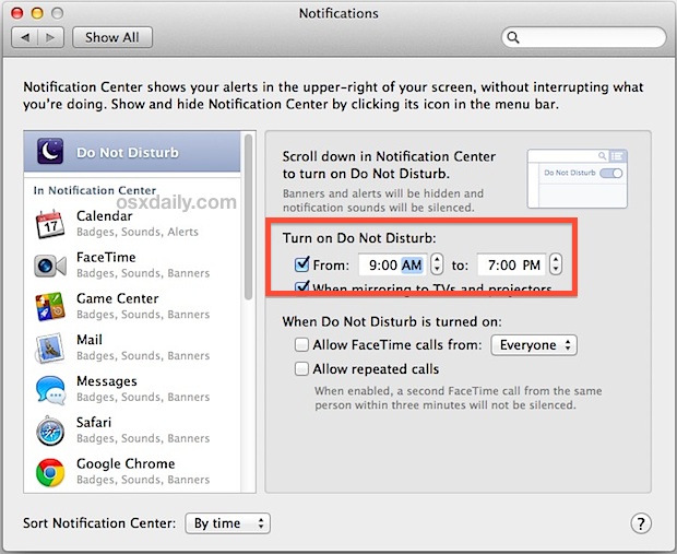 customize Do Not Disturb on Mac 