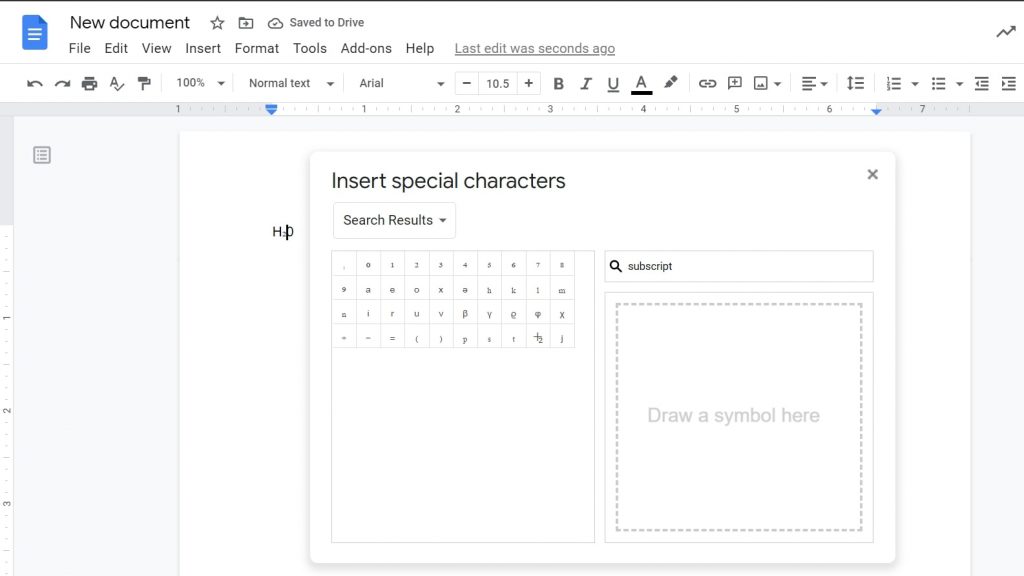 To Insert A Subscript or Superscript In Google Docs Using Special Character