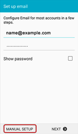 Setup BUCKEYE-EXPRESS.COM email account on your Android Phone Step 1